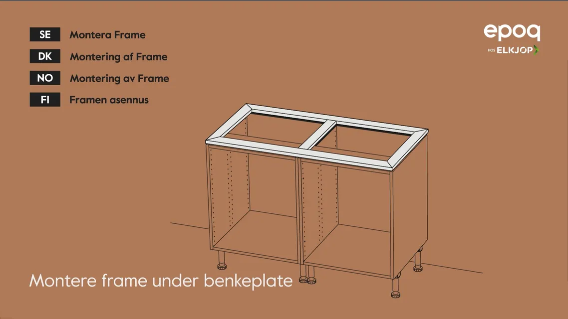 Epoq 18. Ramme mellom benkeskap og benkeplate